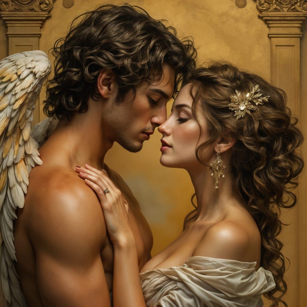 Eros and Woman: Antique Style Portrait
