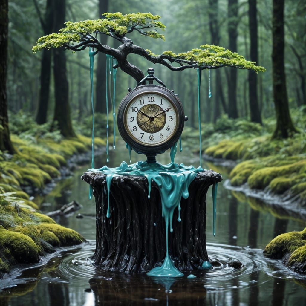 Surreal Melting Objects in Dreamlike Composition