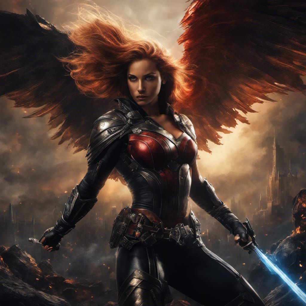 Hyperdetailed Female Superhero in Dark Fantasy Style