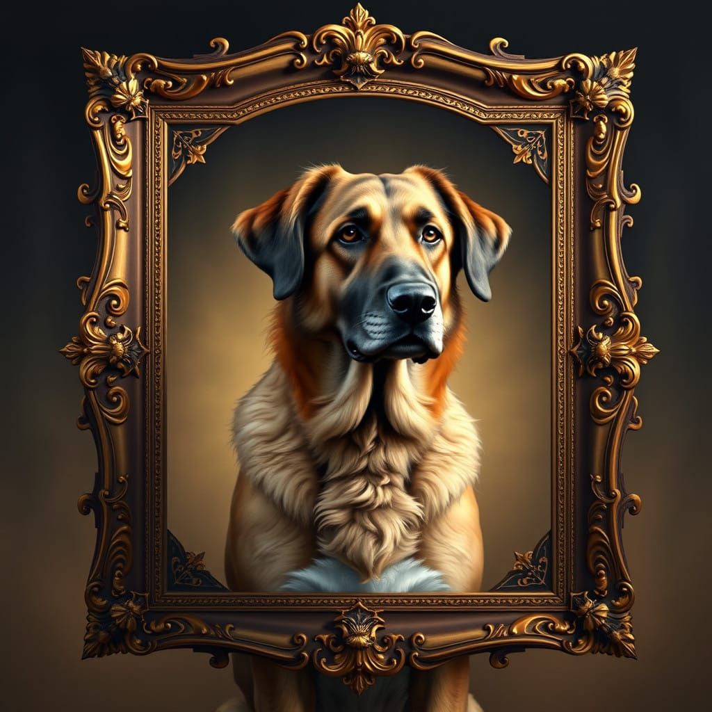 Regal Anatolian Shepherd in Byzantine Picture Frame