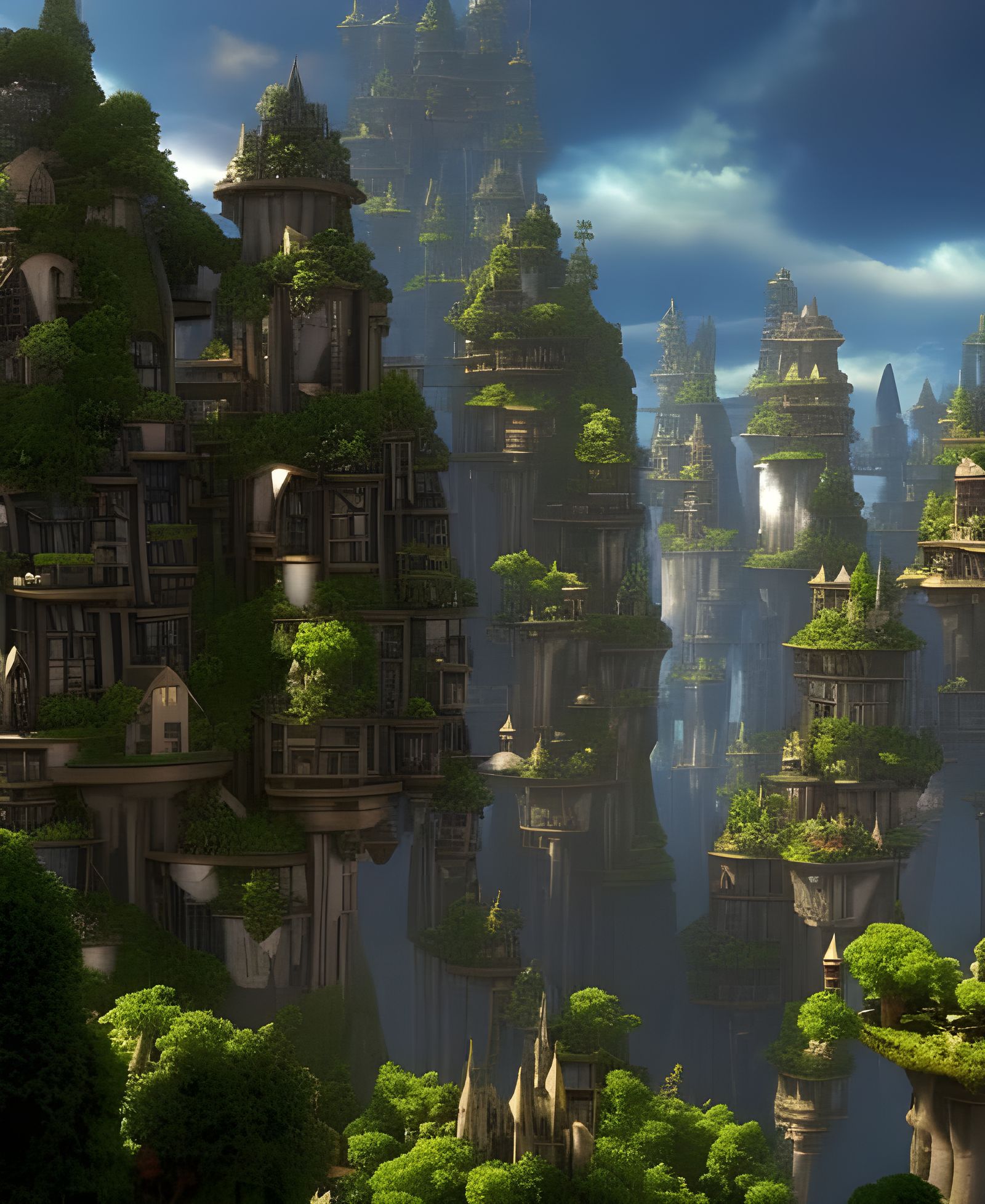 Fantasy Cloud City: Elven Village in the Sky