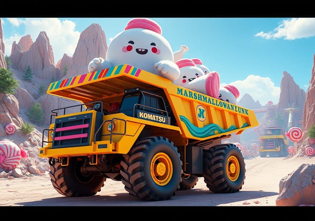 Whimsical Candy Quarry with Marshmallowpunk Truck in 3D