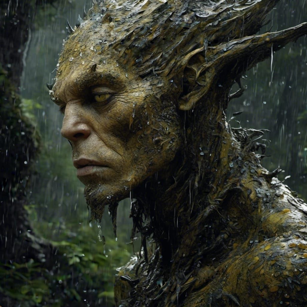 Mournful Giant Weeping in the Rain