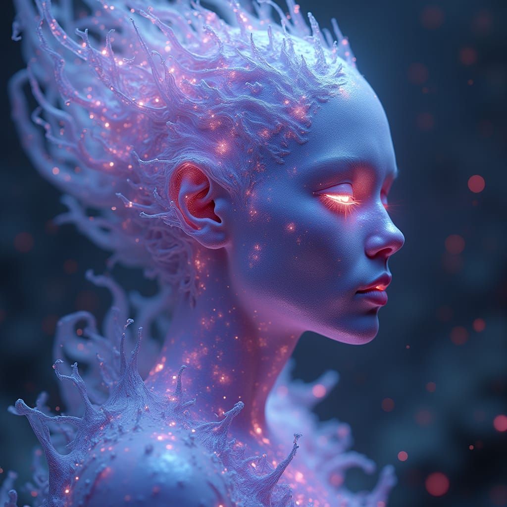 Ethereal Celestial Being in Vibrant Cosmic Landscape