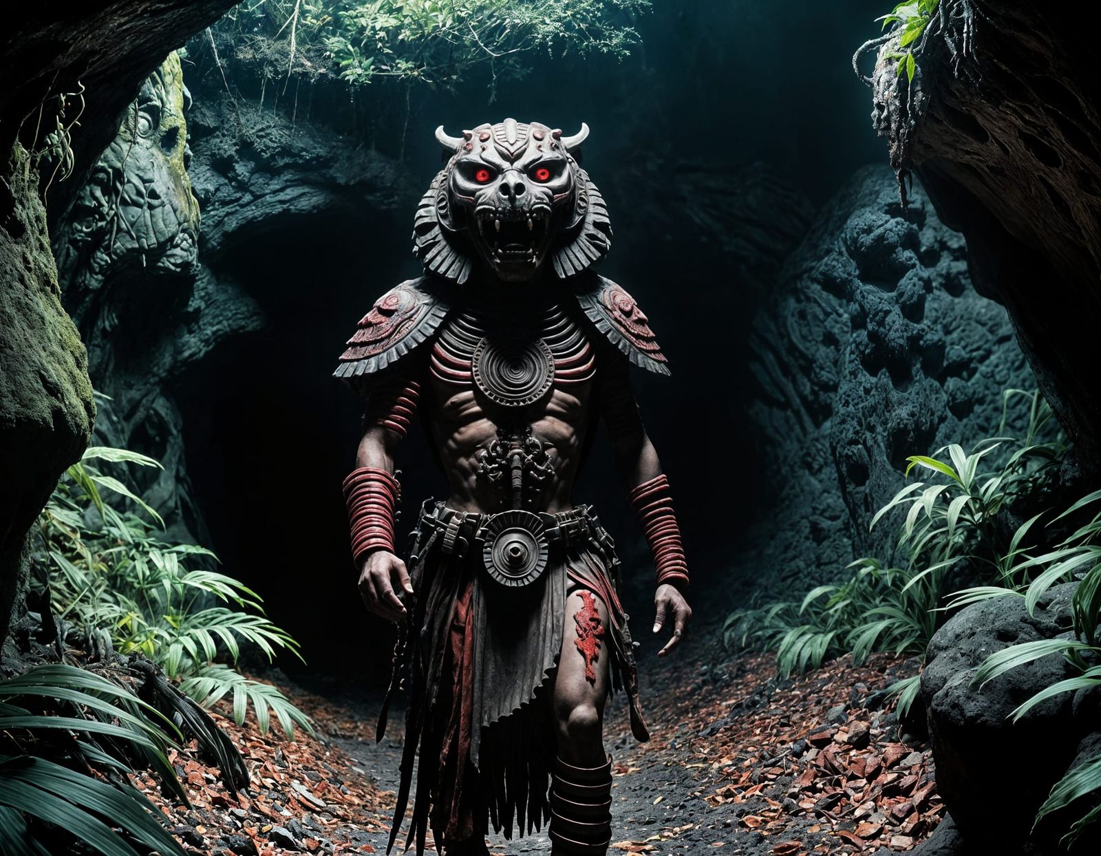 Ah Puch Enters Xibalba in Gothic Surrealism