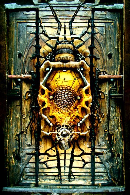 Honeycomb Door in Gothic Steampunk Body Horror Style