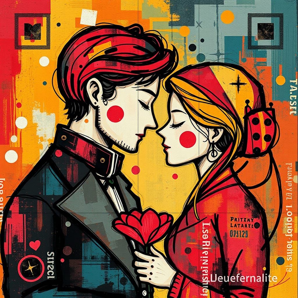 Abstract QR Code Art Piece Celebrating Love on Valentine's D...