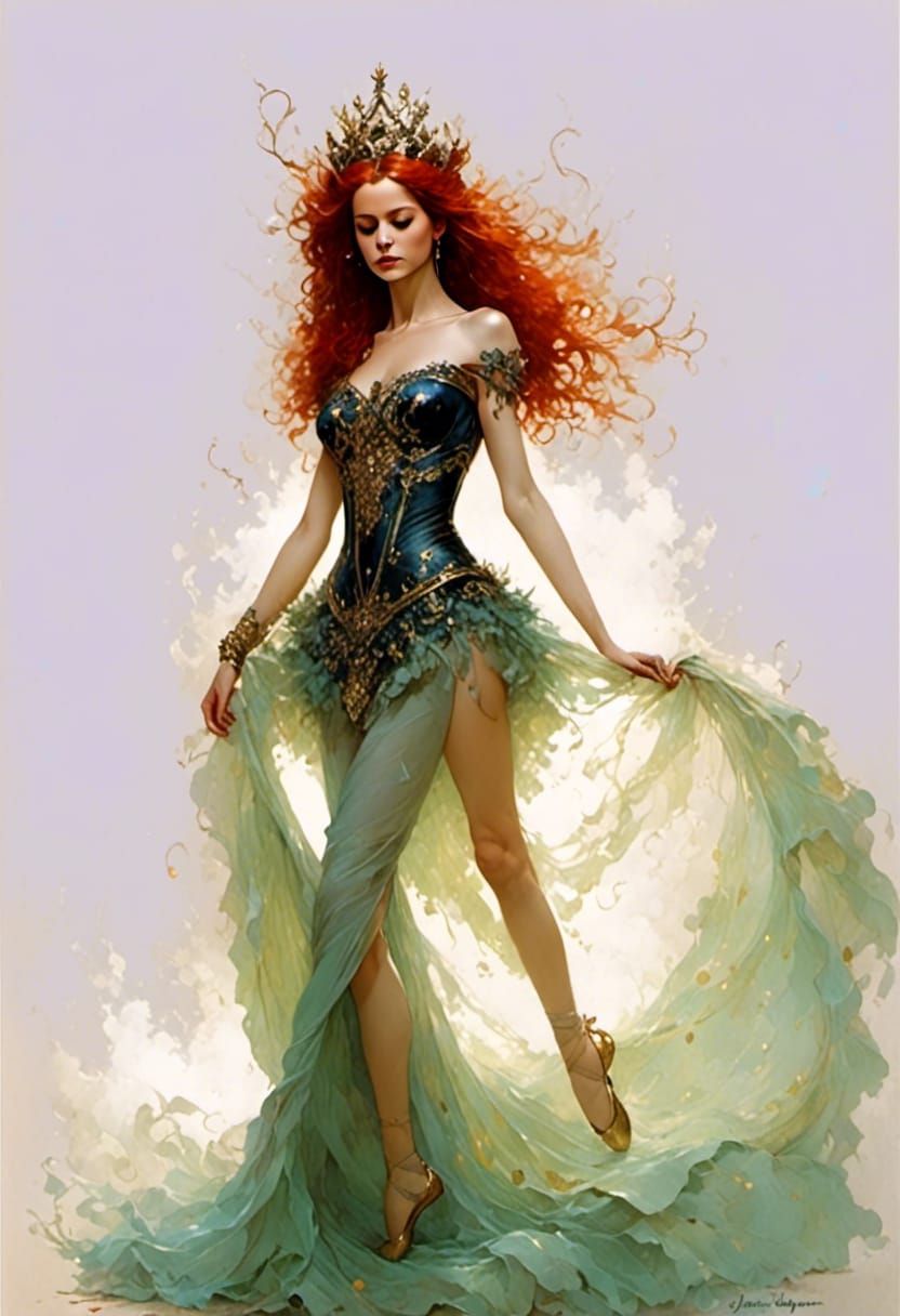 Fantasy Ballerina with Jeweled Corset in Dark Art