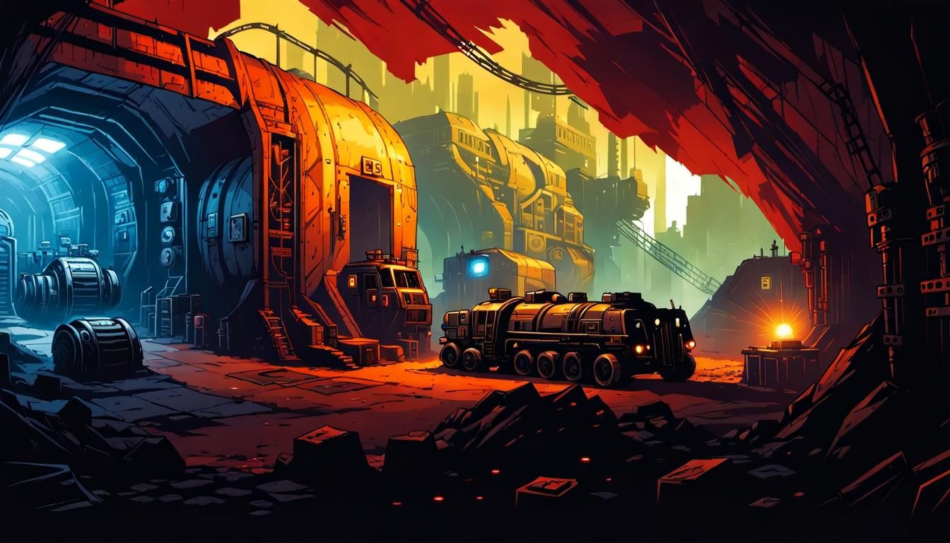 Shadowrun Underground Technology Bunker in Comic Art Style