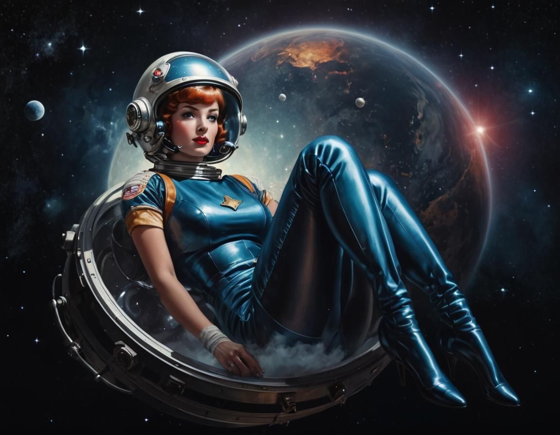 Retro Sci-Fi Space Girl in 1950s Style