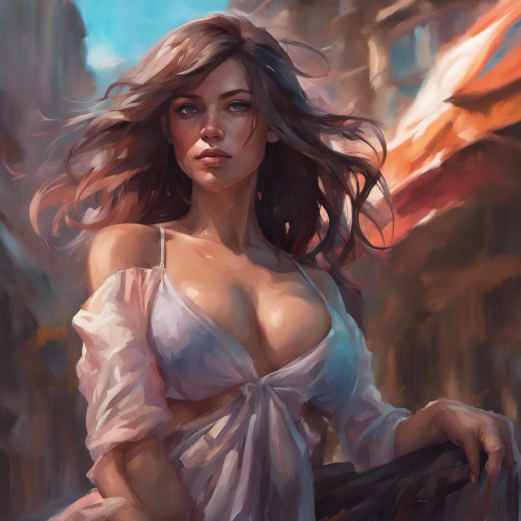 Pregnant Woman Portrait in Digital Art Style