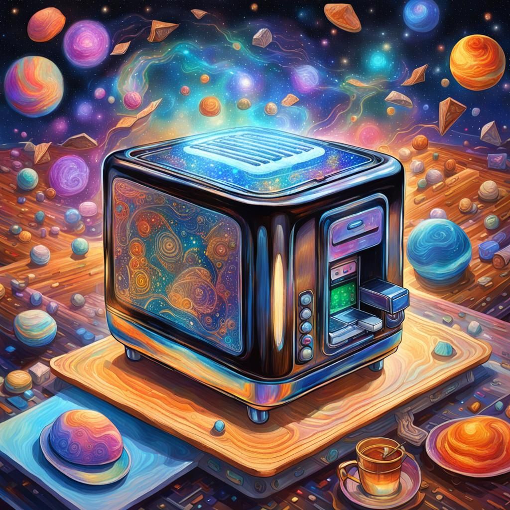 Cosmic Toaster Confession: Holographic Astral Illustration