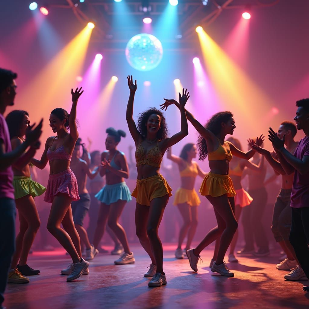 Electrifying Dance Scene with Disco Ball