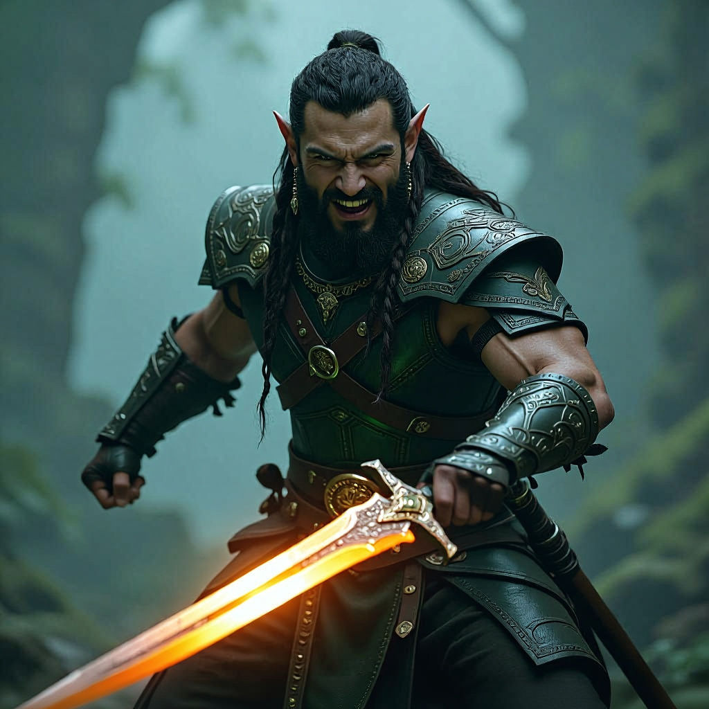 Wood Elf Assassin Strikes With Glowing Blade