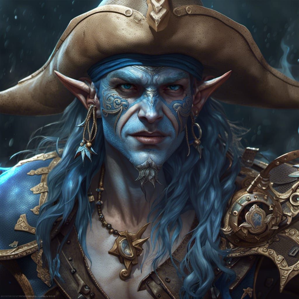 Sea Elf Pirate Concept Art in Dark Fantasy Style