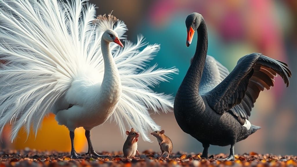 Peacock and Swan Beauty Contest in Vibrant Colors