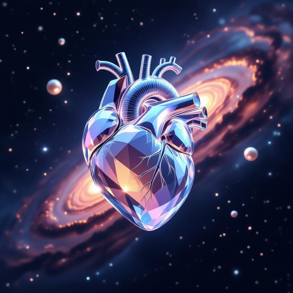 Giant Crystal Heart in Cosmic Ocean