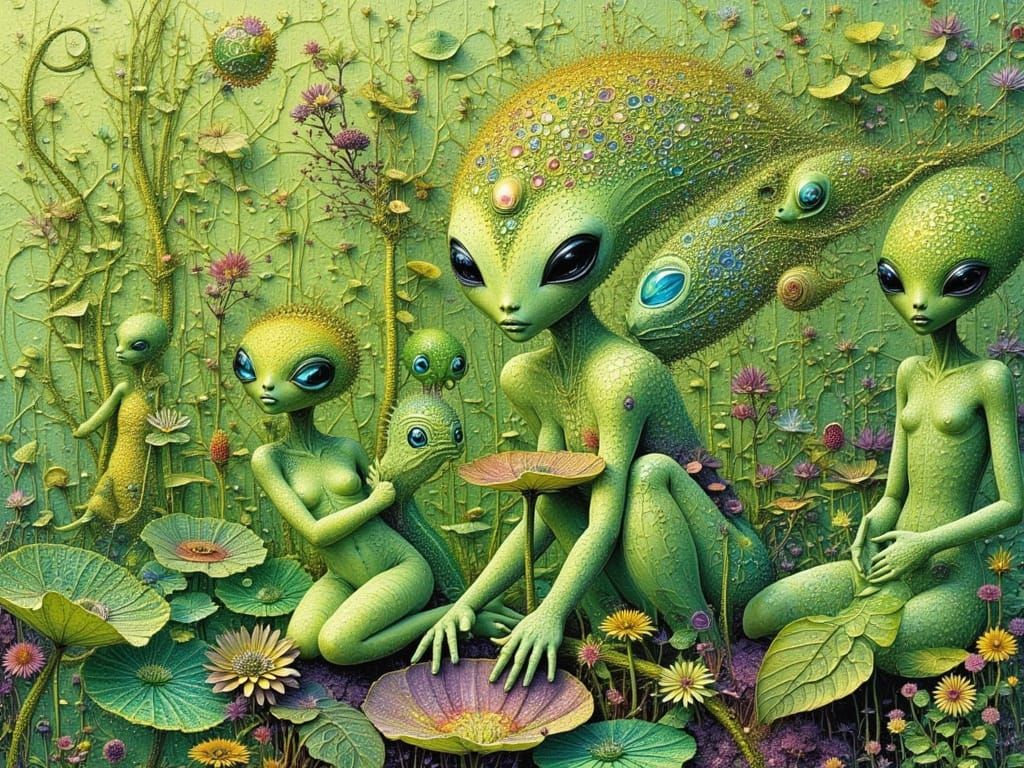 Exquisite Hyperrealistic Oil-Slick Alien Mosaic