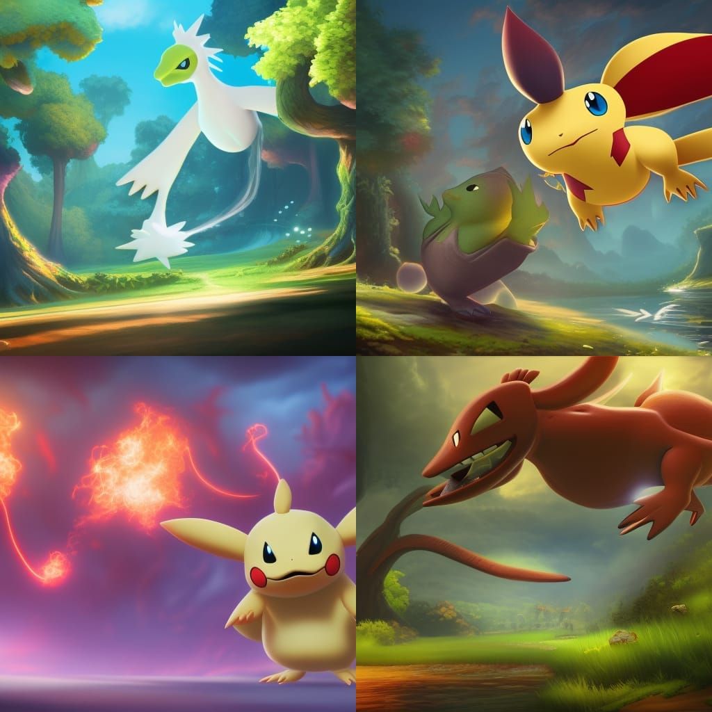 Wooper Pokémon Detailed Matte Painting