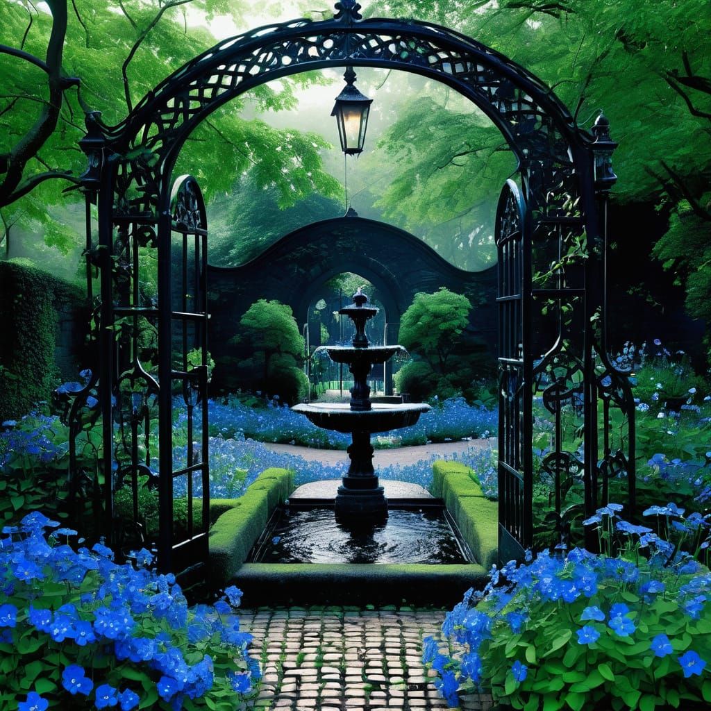 A high-resolution, cinematic scene of a dark, moody botanica...