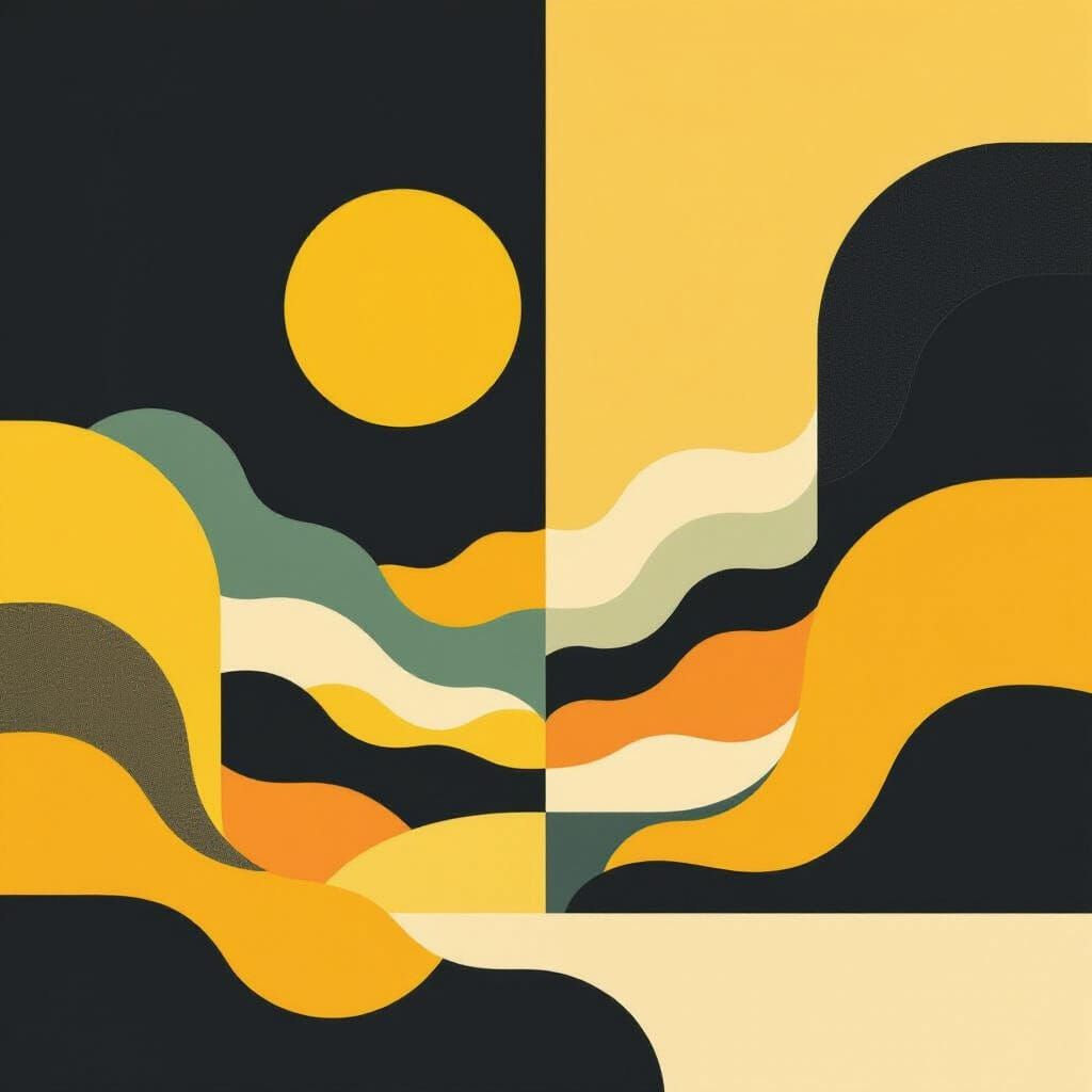 Abstract Yellow Geometric Shapes in Minimalist Style