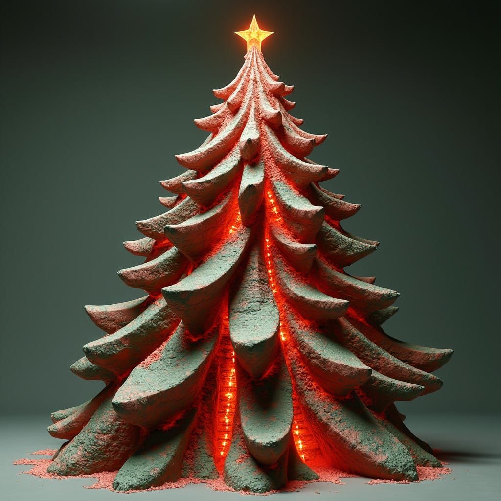 Abstract Christmas Tree Sculpture in Vibrant Ashlar Style