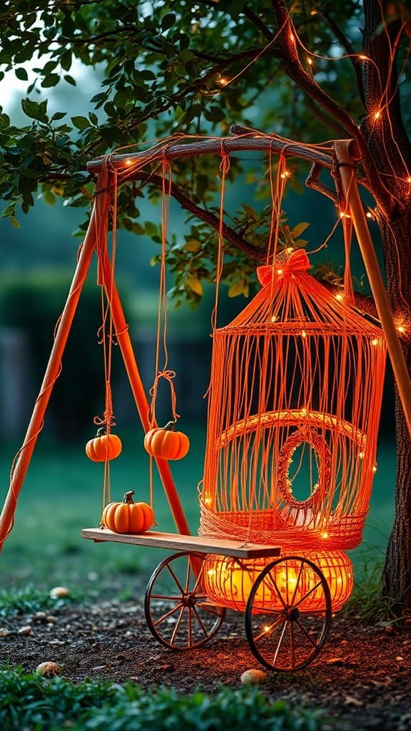 Whimsical String Swing Set with Pumpkin Seats