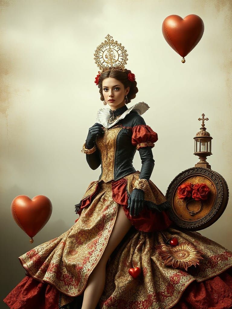 Steampunk Queen of Hearts in Victorian Style
