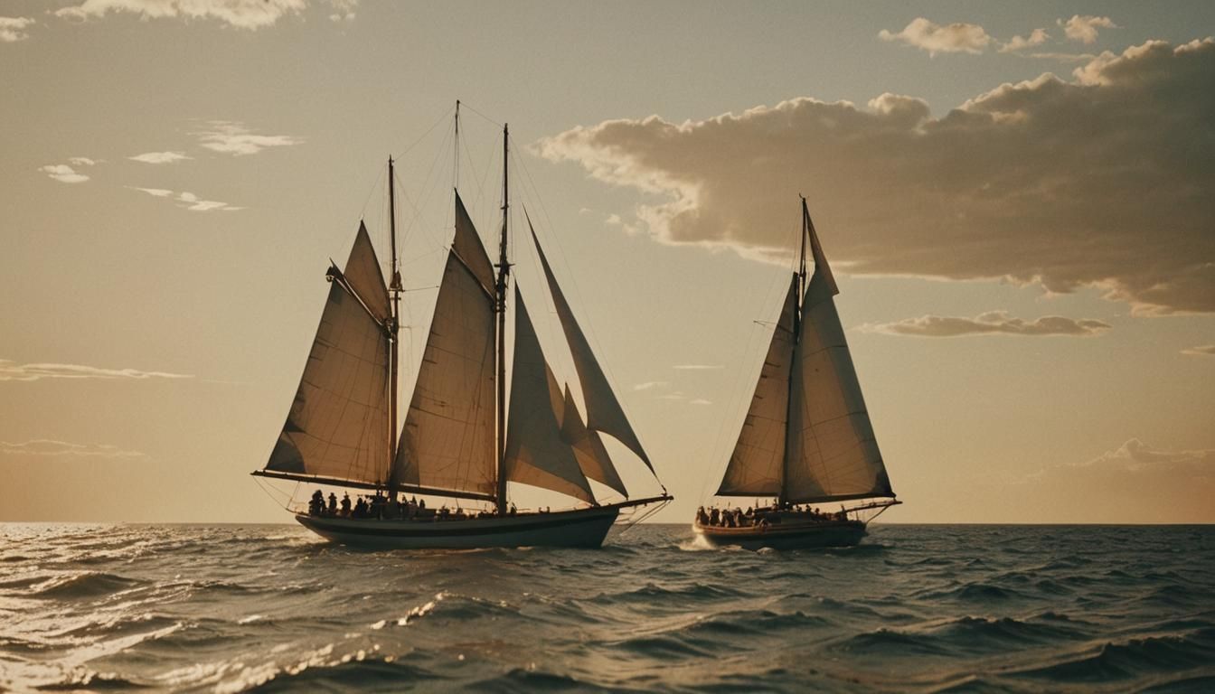 Sailboat at Sunset in Cinematic Style