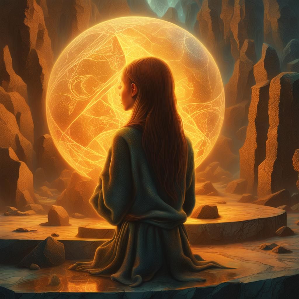 Girl Trapped in Mystical Marble: Fantasy Concept Art