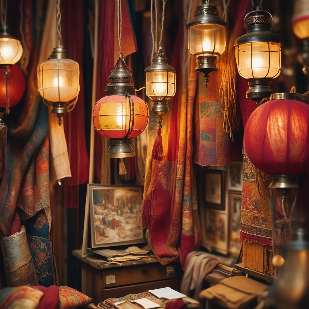 Detailed Tapestry Unraveling in Antique Shop, Digital Painti...