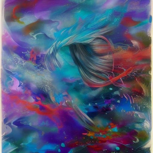 Mysterious Female Ninja in Ethereal Mist, Lyrical Abstractio...