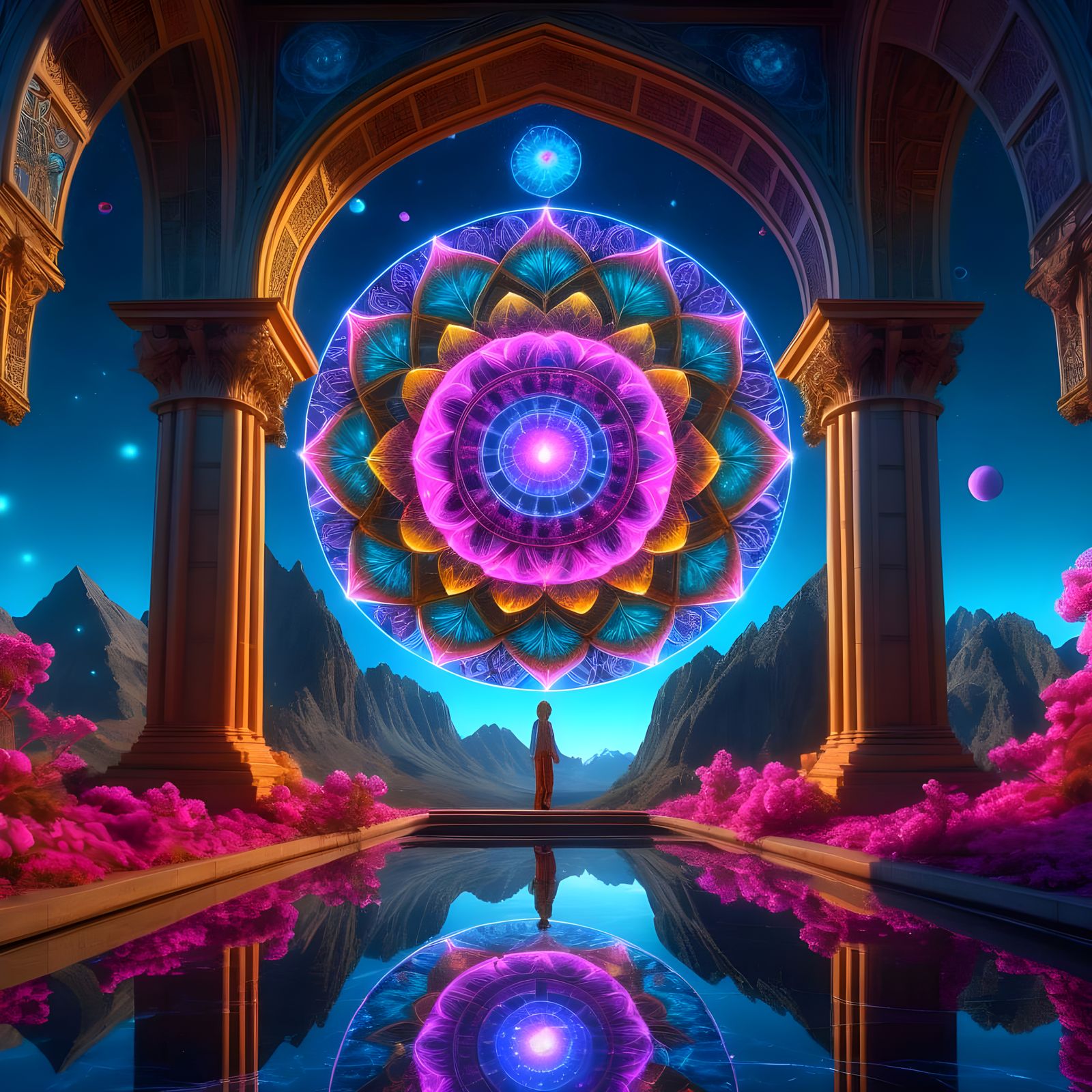 Cosmic Fractal Convergence in Holographic Digital Art