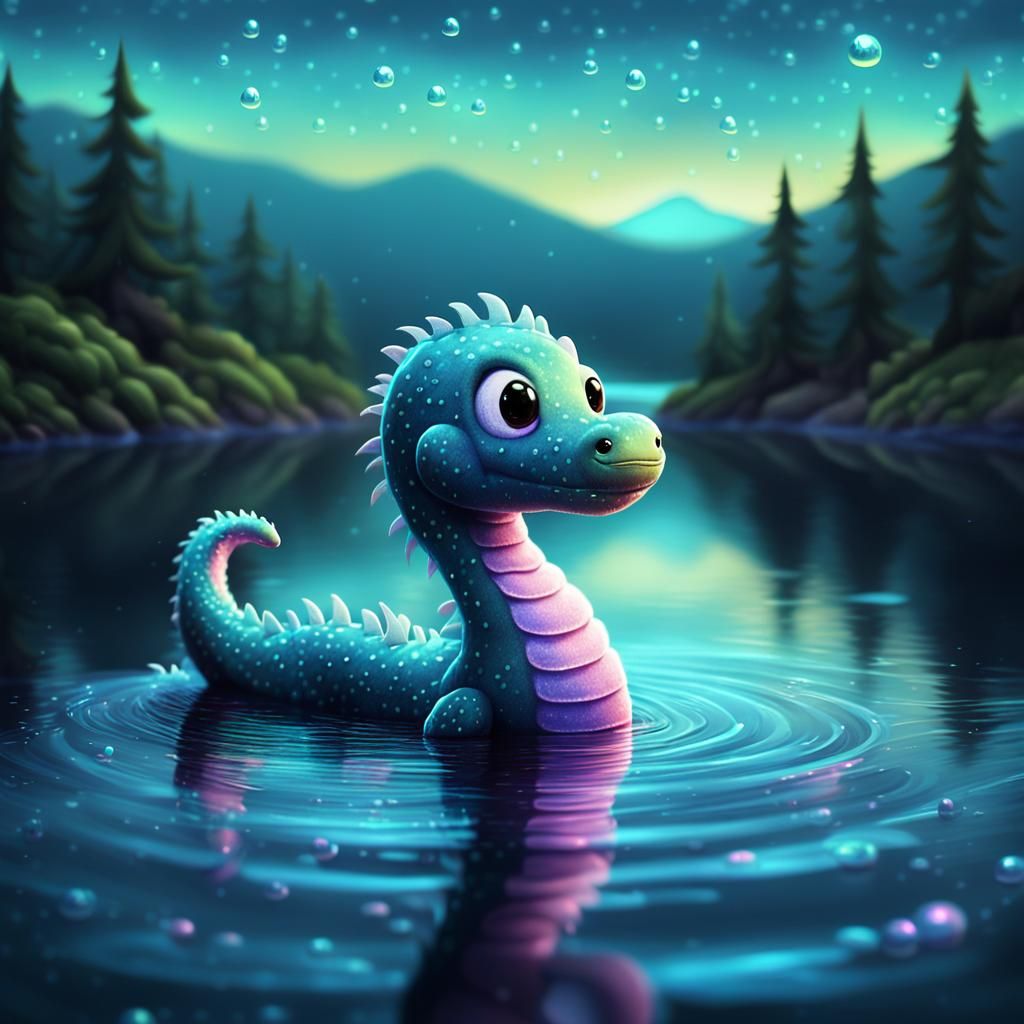 Kawaii Baby Loch Ness Monster Illustration