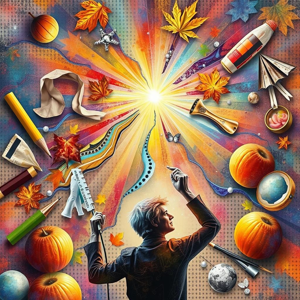 Abstract Autumn Collage in Dadaist Photogram Style