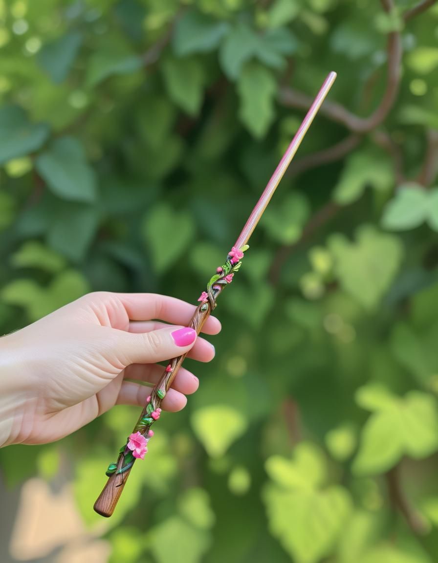 Enchanting Vine Wand with Pink Flowers