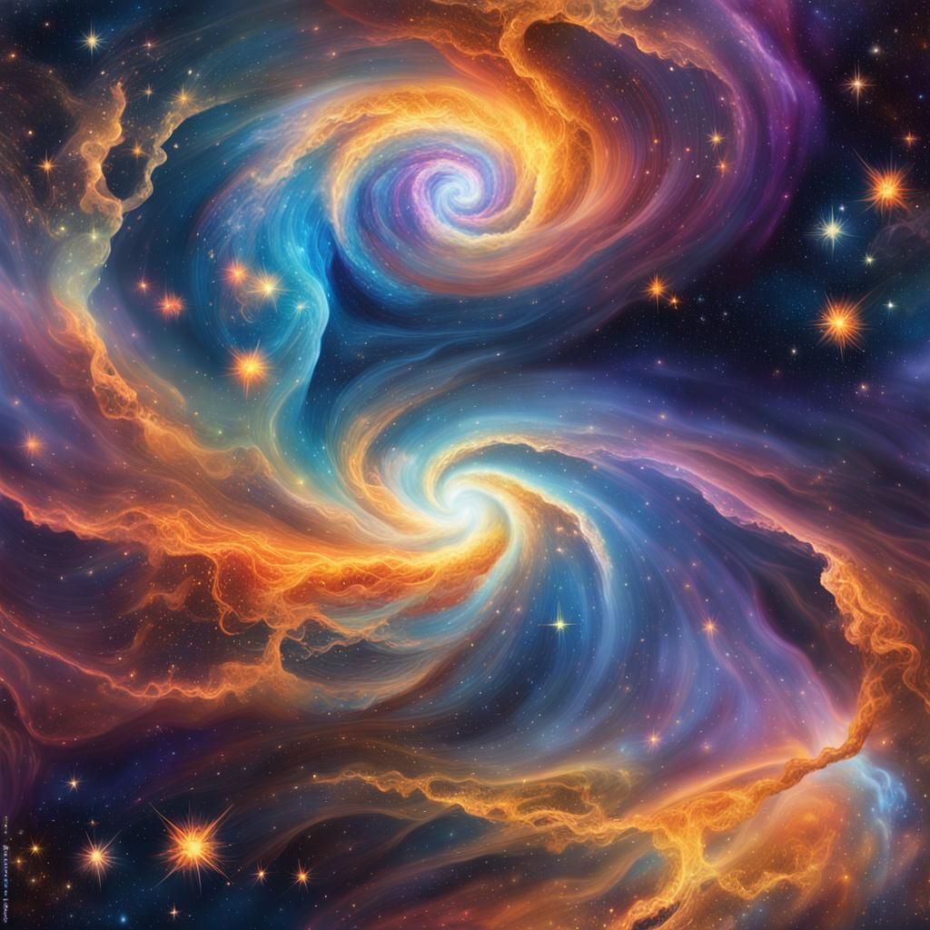 Iridescent Nebula Swirls in Cosmic Concept Art