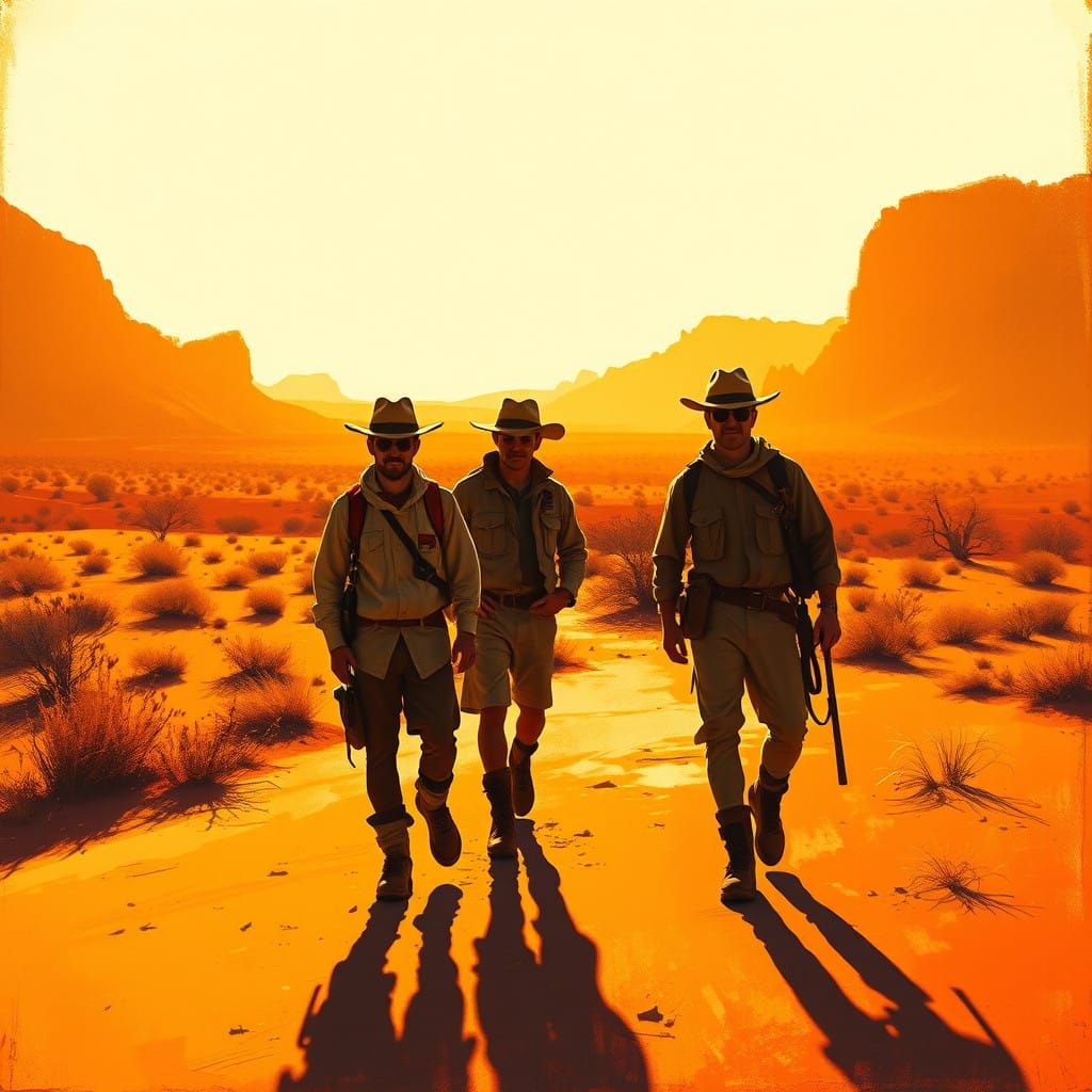Three Australian Brothers on a Sunset Walkabout