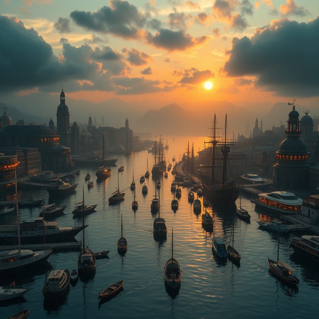 Fantasy Harbour at Sunset: Drone View with Art Deco & Tim Bu...