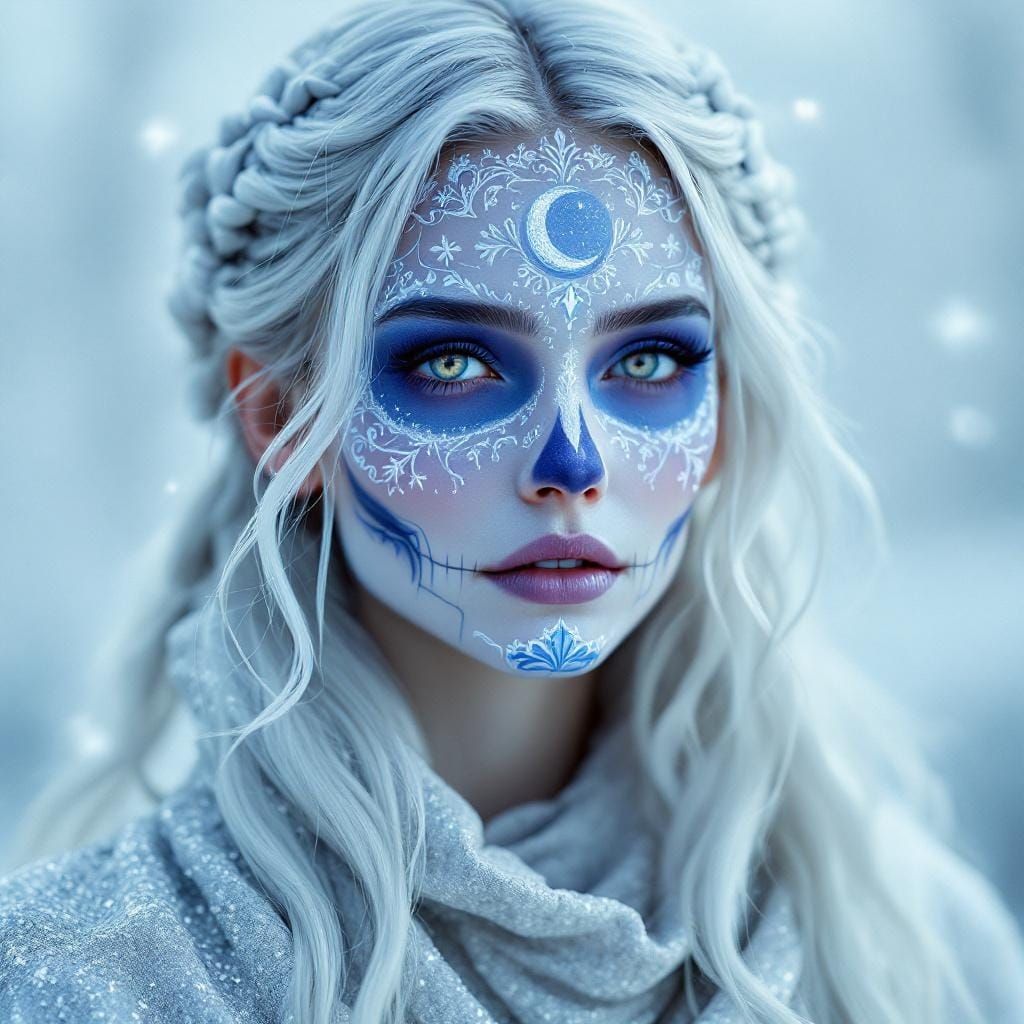Icy Día de los Muertos Face Paint Design