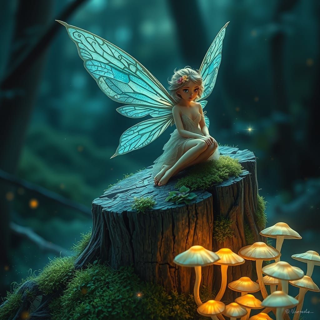 Enchanted Fairy in Whimsical Woodland Scene