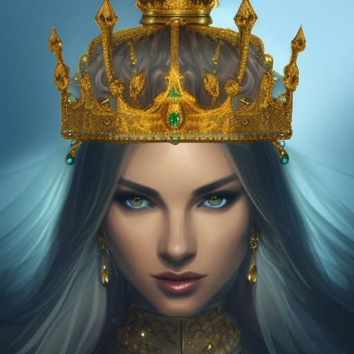 Queen with Castle Crown: Hyperdetailed Concept Art