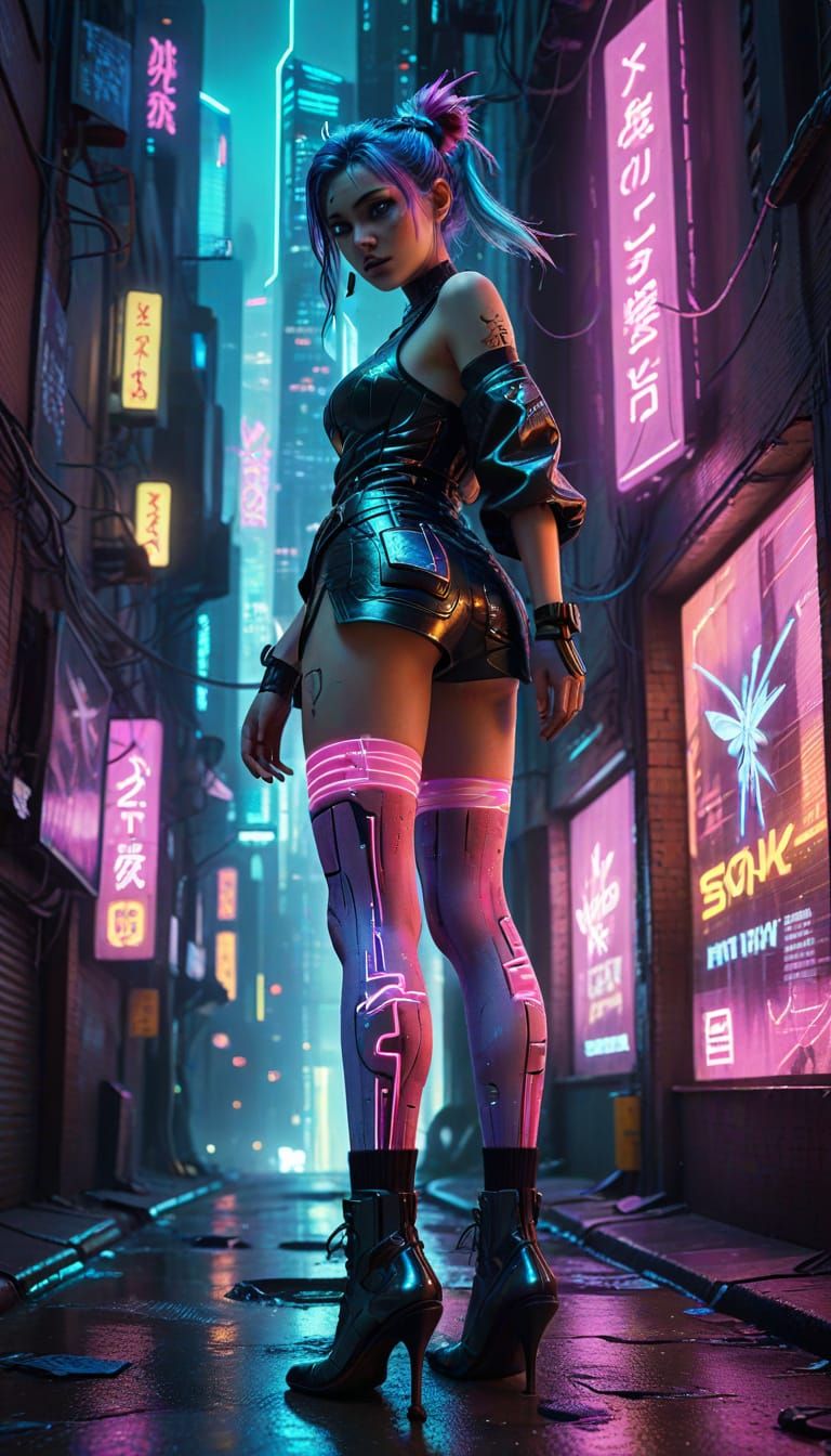 Cyberpunk Fairy Sock Design in Digital Painting Style