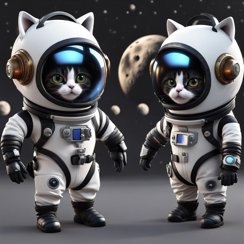 Astronaut Cat on the Moon in Pixar Style