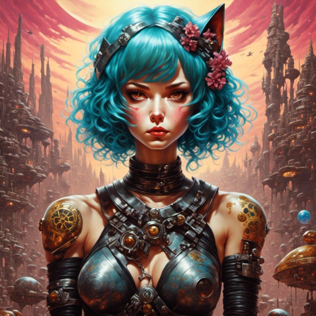 Kawaii Neko Girl from Star Wars in Sci-Fi Style