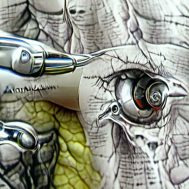 Mechanical Eye Implant: Anatomical Pen and Ink Illustration