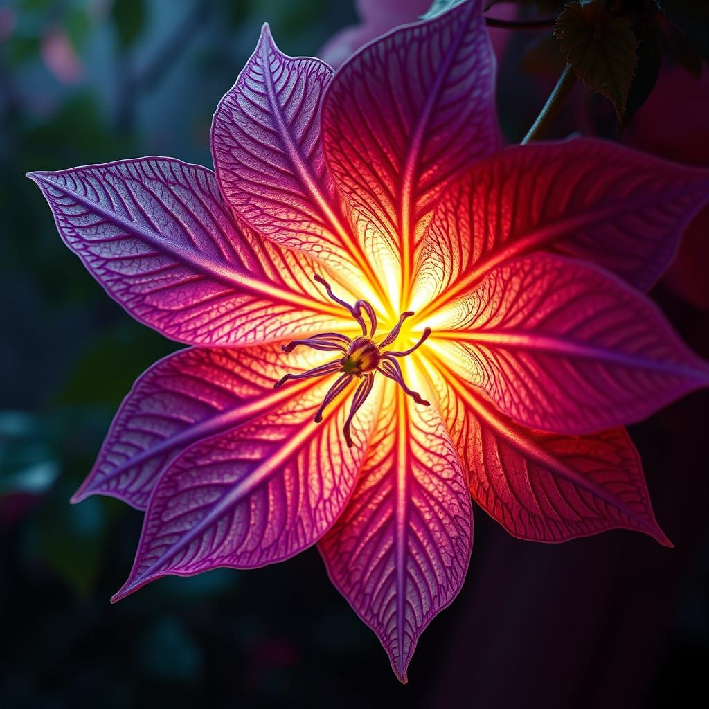 Glowing, Ghostly Climbing Clematis in Vibrant Kirlian Photog...