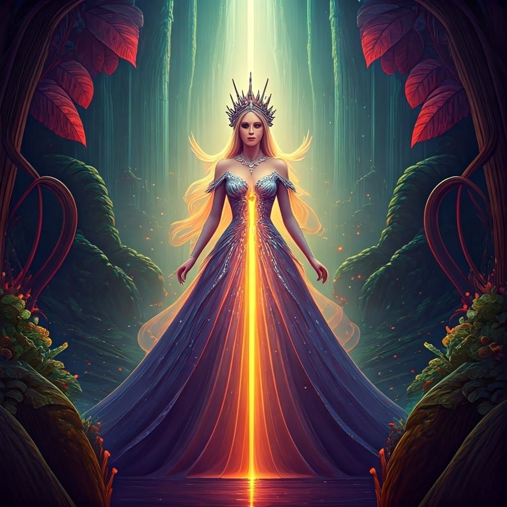 Ethereal Princess in Crystal Gown: Fantasy Art