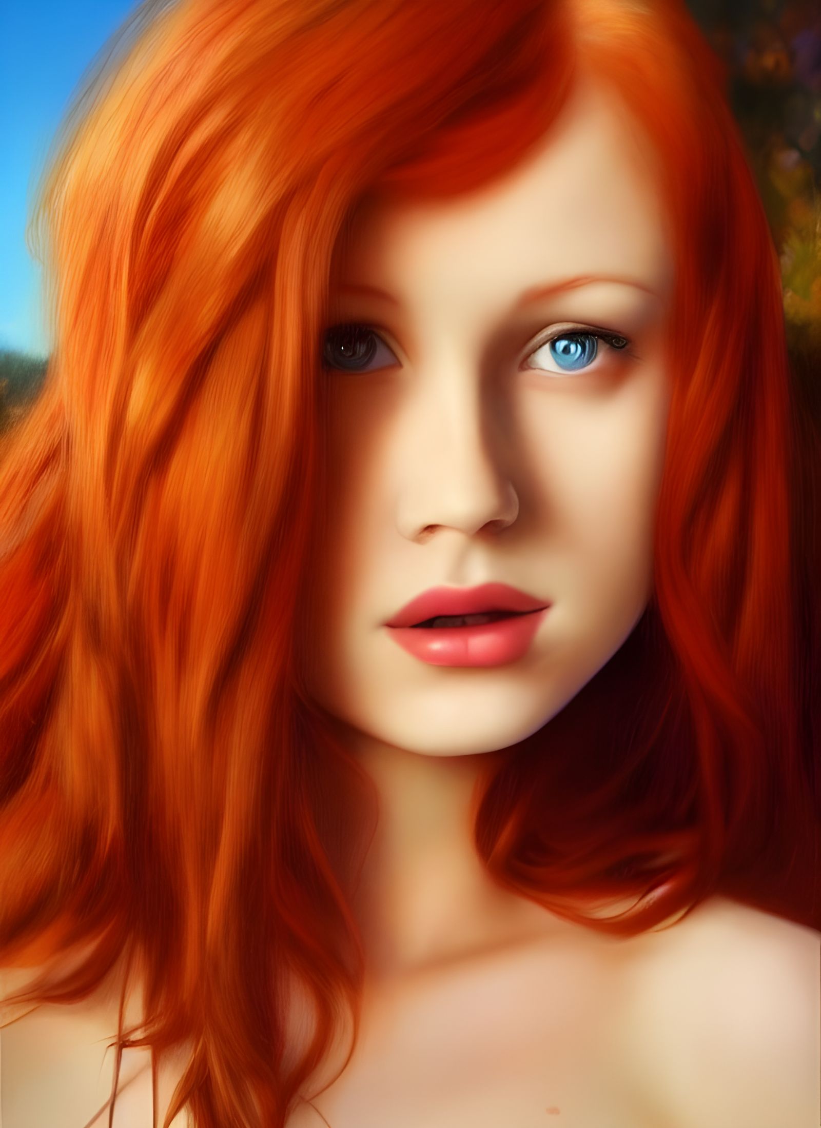Realistic Redhead Portrait in Detailed Style