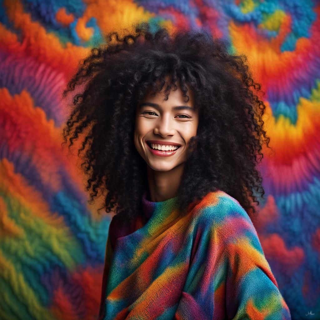 Psychedelic Woman in Picasso Style Portrait